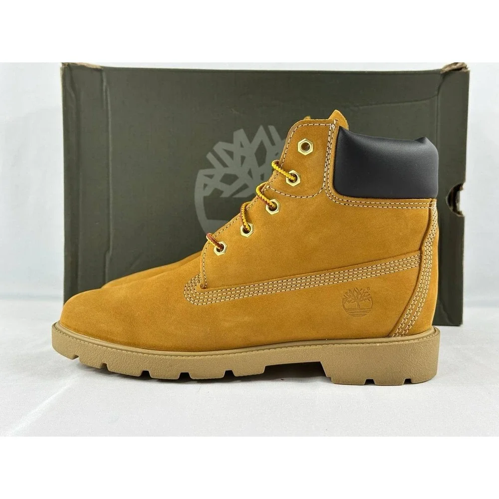 Timberland 6-Inch Premium Waterproof Boots Wheat Nubuck Boys Size 5.5